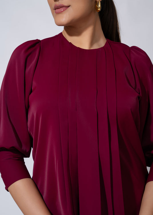 Pleated Blouse With Wide Cuff