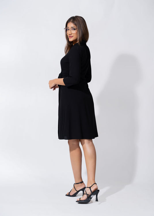 Three Quarter Sleeve Wrap Dress