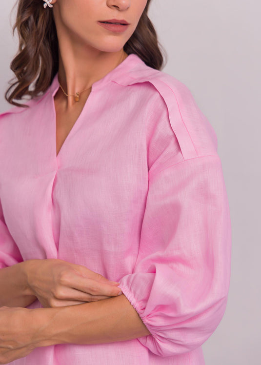 Loose Fitted Blouse With Puff Sleeves