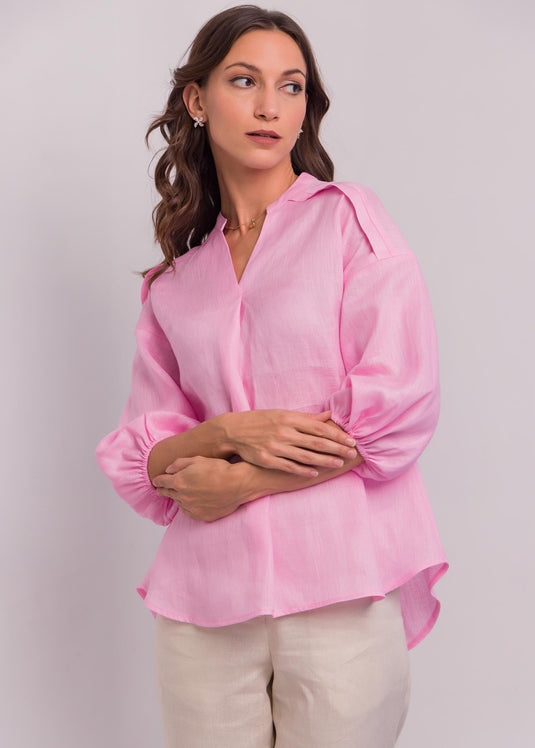 Loose Fitted Blouse With Puff Sleeves