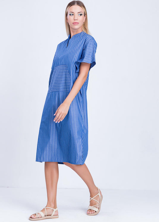 Stripe Dress With Kangaroo Pocket