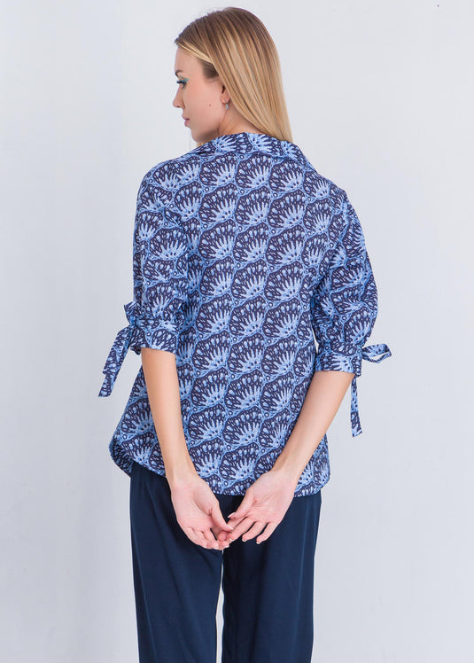 Printed Blouse With Ties