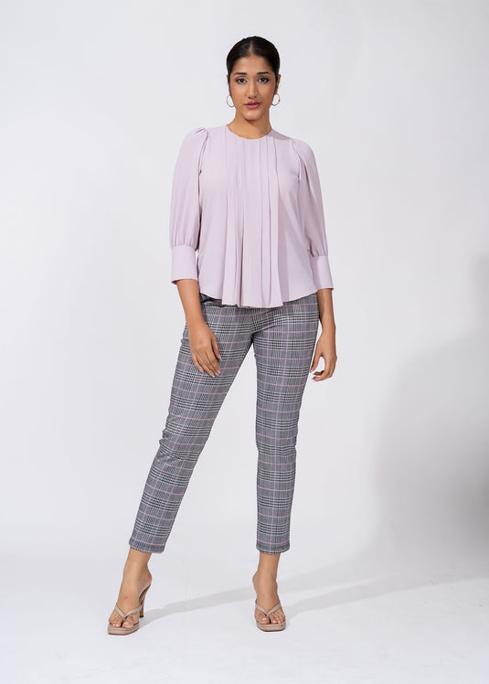 Pleated Blouse With Wide Cuff