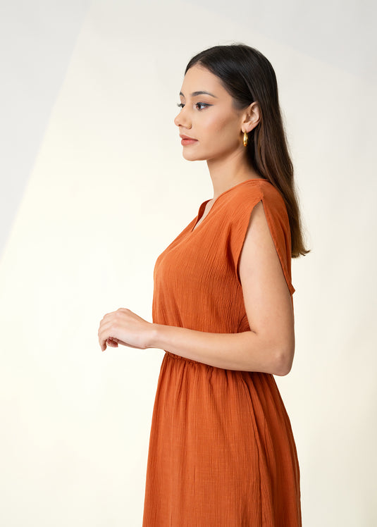 V Neck Dolman Sleeve Dress