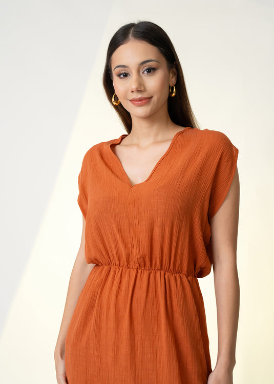 V Neck Dolman Sleeve Dress