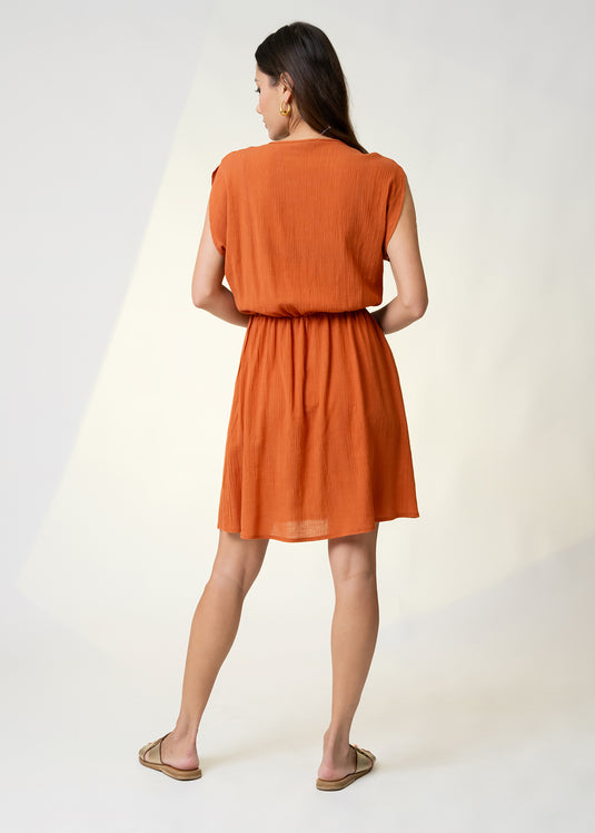 V Neck Dolman Sleeve Dress