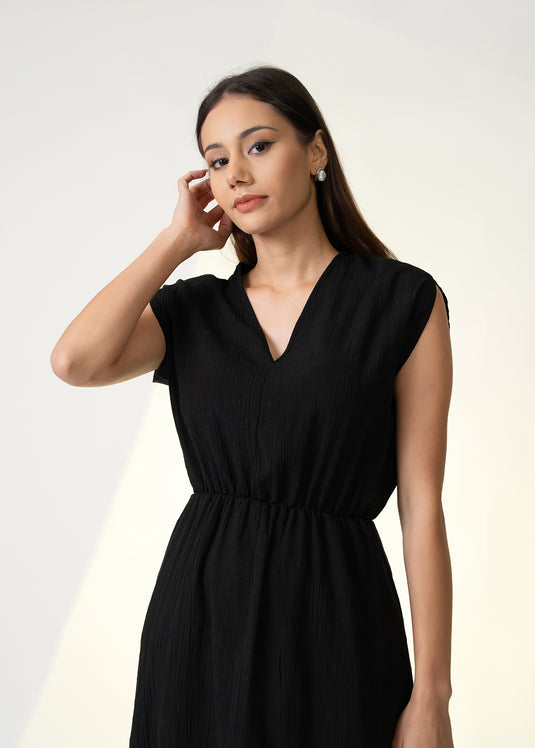 V Neck Dolman Sleeve Dress