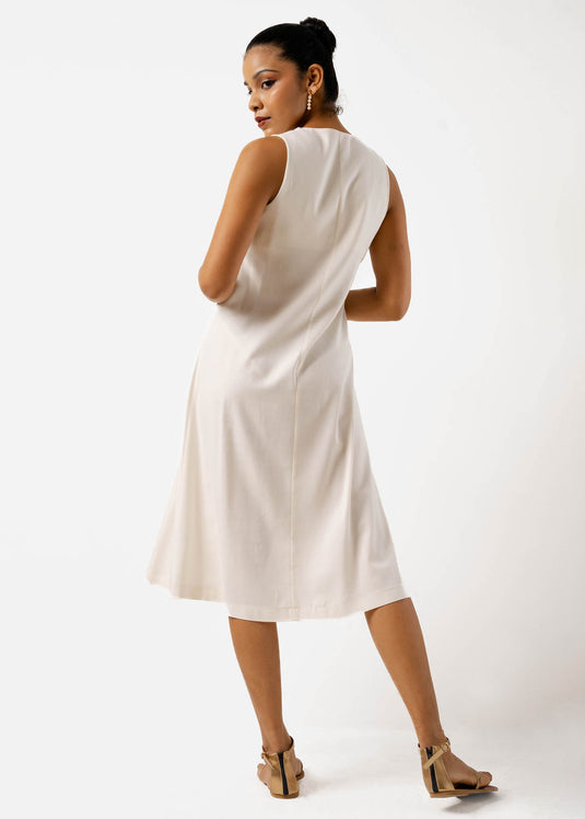 Sleeveless Dress With Piping Detail