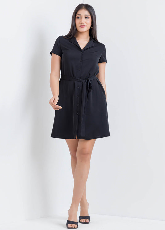 Cuban Collar Shirt Dress