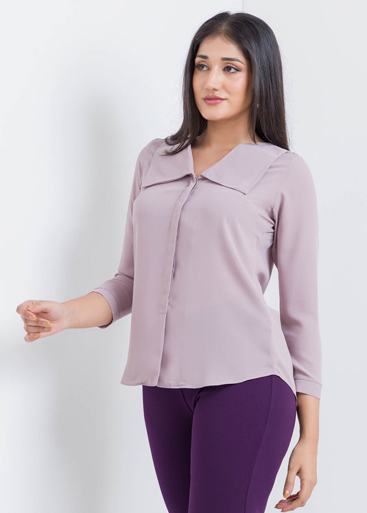 Large Collar Blouse With Long Sleeves