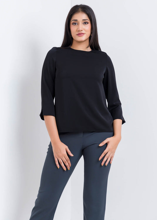 Three Quater Sleeve Round Neck Blouse