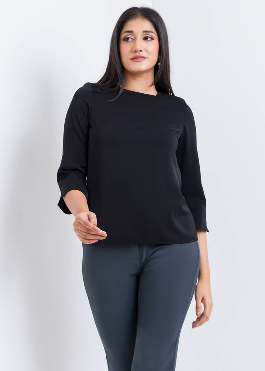 Three Quater Sleeve Round Neck Blouse