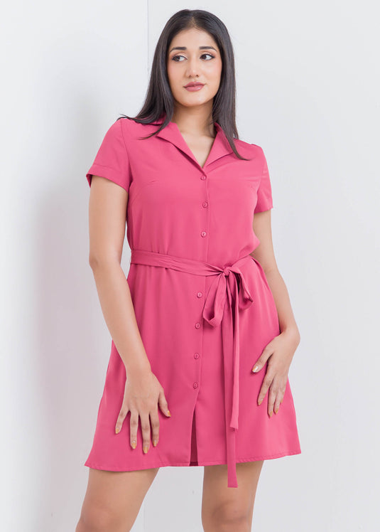 Cuban Collar Shirt Dress