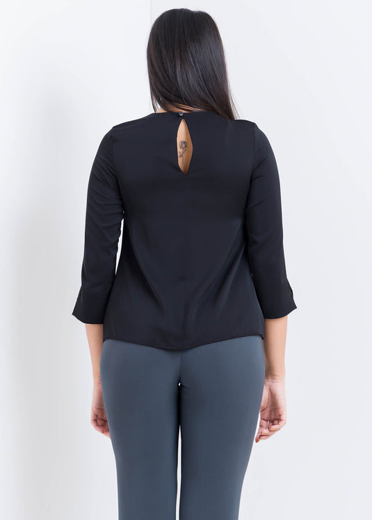 Three Quater Sleeve Round Neck Blouse