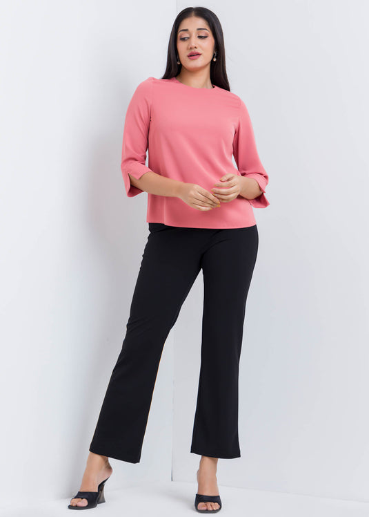 Three Quater Sleeve Round Neck Blouse