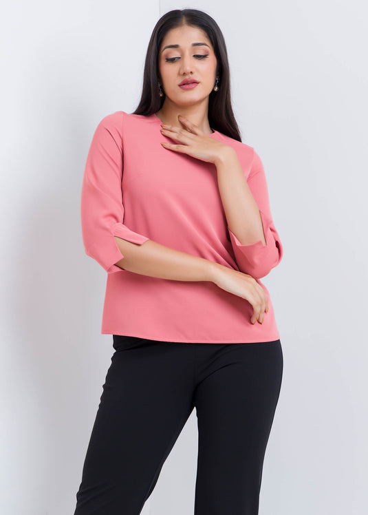 Three Quater Sleeve Round Neck Blouse