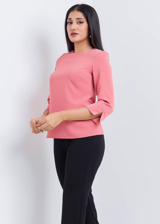 Three Quater Sleeve Round Neck Blouse