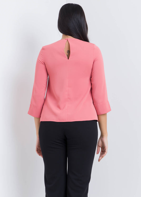 Three Quater Sleeve Round Neck Blouse