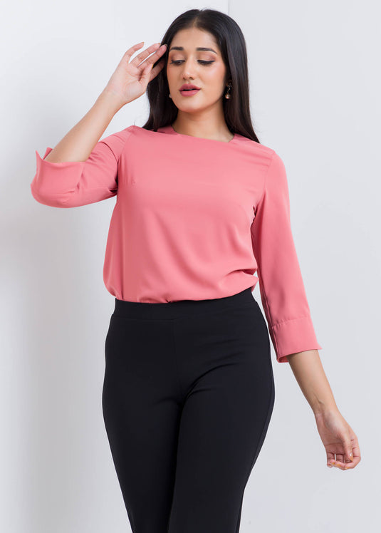 Three Quater Sleeve Round Neck Blouse