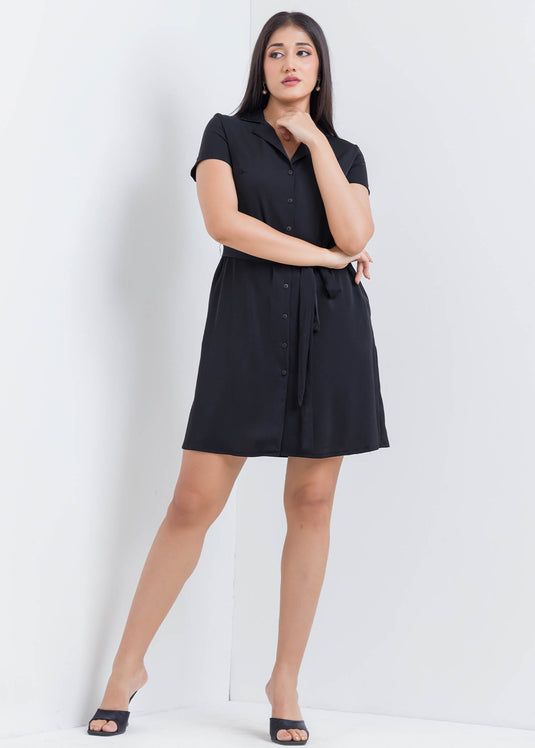 Cuban Collar Shirt Dress