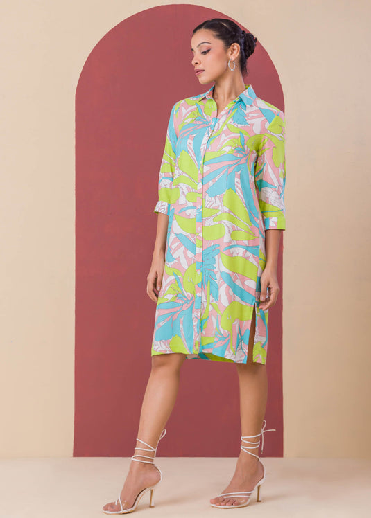 Printed Basic Shirt Dress