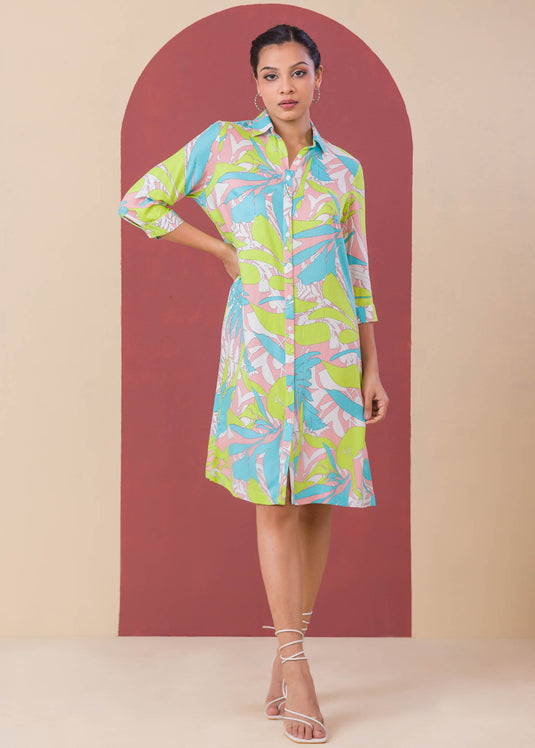 Printed Basic Shirt Dress