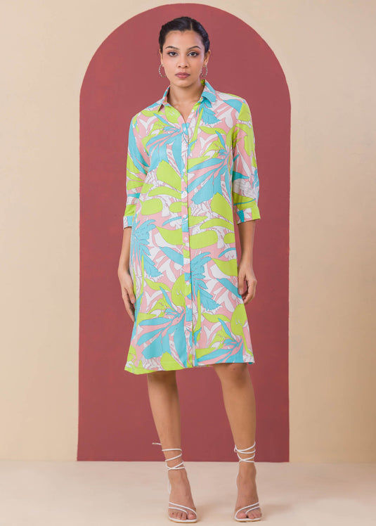 Printed Basic Shirt Dress