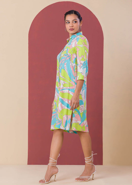 Printed Basic Shirt Dress