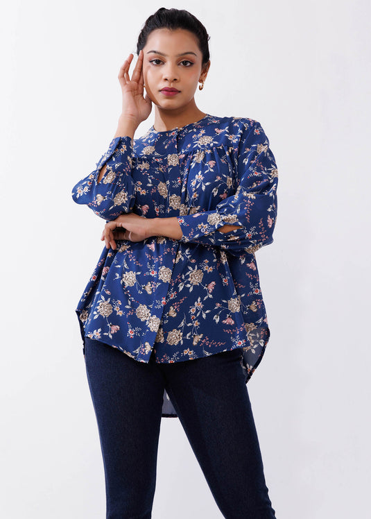 Button Down Blouse With Yoke Panel