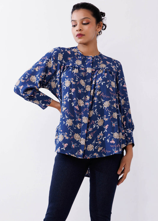 Button Down Blouse With Yoke Panel