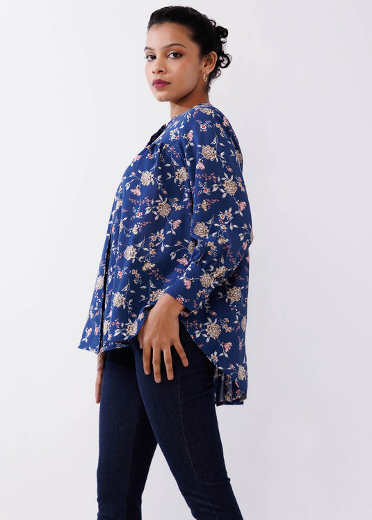 Button Down Blouse With Yoke Panel