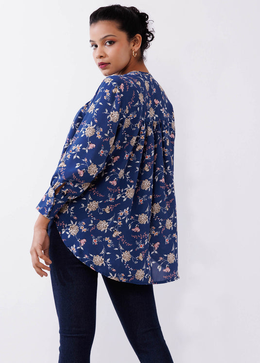 Button Down Blouse With Yoke Panel