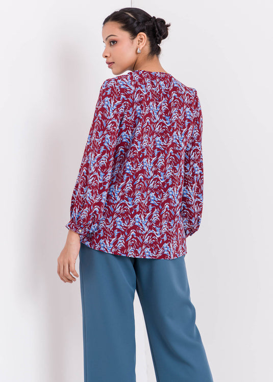 Printed Blouse With Pin Tuck Detail