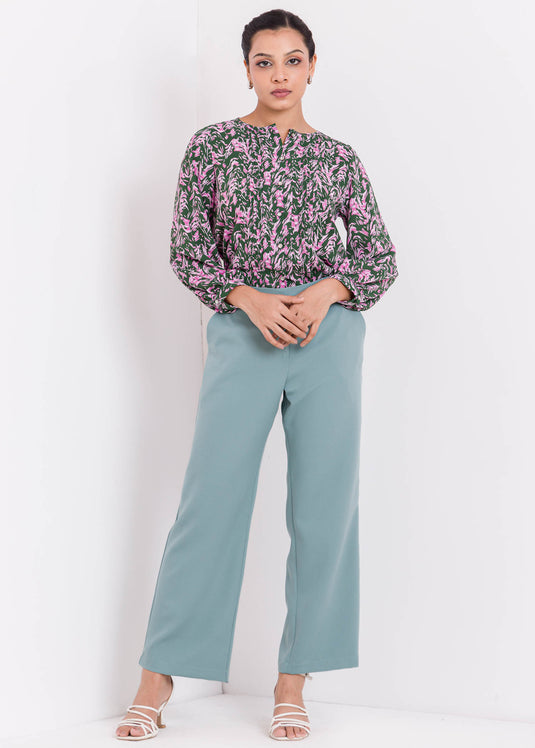 Printed Blouse With Pin Tuck Detail