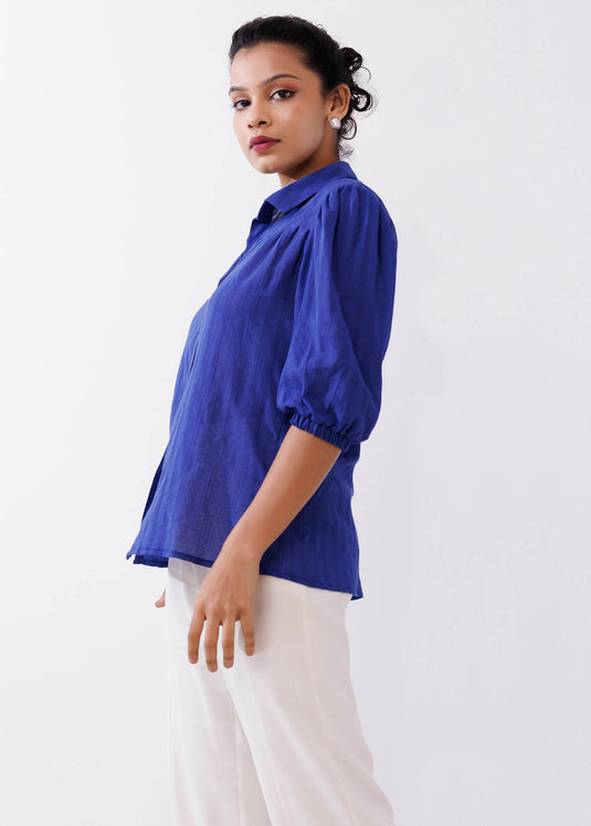 Pleat Detailed Blouse With Shirt Collar