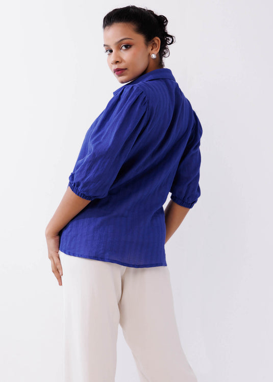 Pleat Detailed Blouse With Shirt Collar