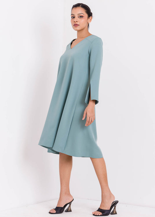 V Neck Dress With Long Sleeves