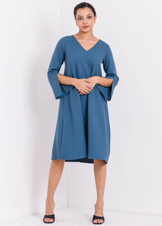 V Neck Dress With Long Sleeves