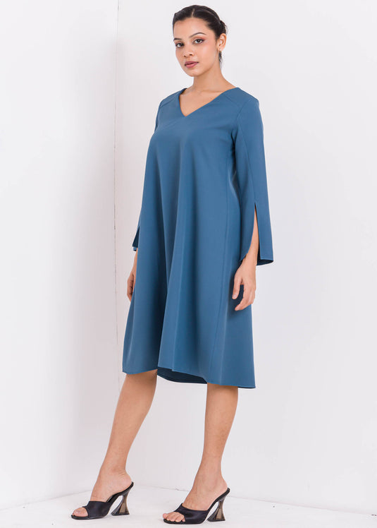 V Neck Dress With Long Sleeves