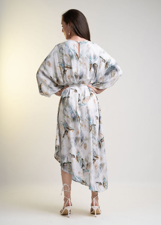 Printed Kaftan Dress With Belt