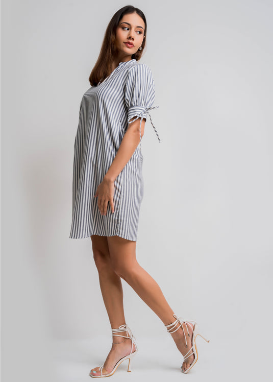 Stripe Shift Dress With Tie Detail