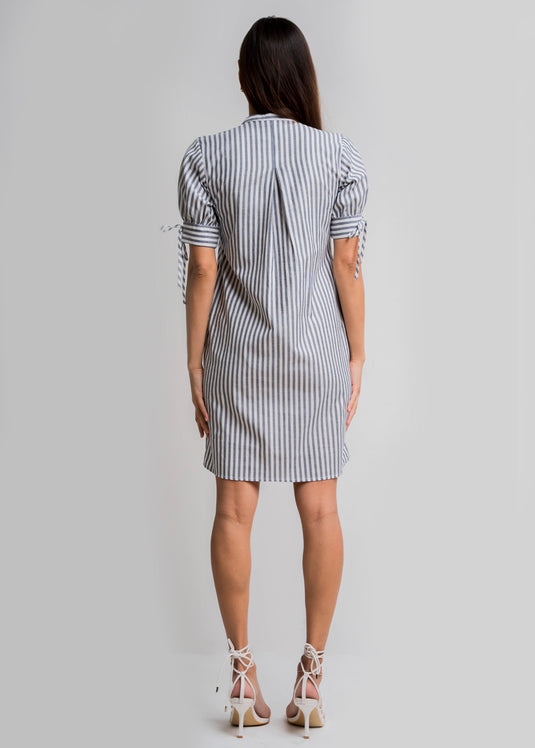 Stripe Shift Dress With Tie Detail