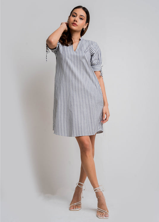 Stripe Shift Dress With Tie Detail