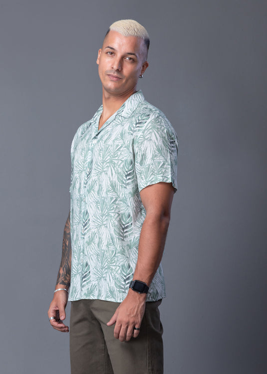 Casual Wear Printed Cuban Collar S/S Shirt