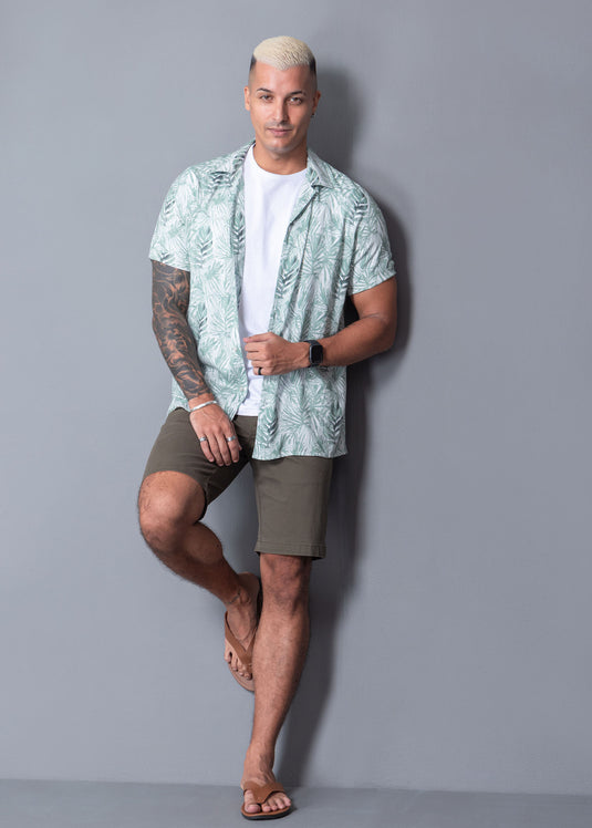 Casual Wear Printed Cuban Collar S/S Shirt