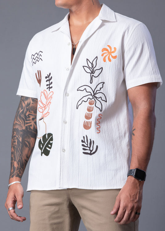 Embroidered Cuban Collar S/S Shirt