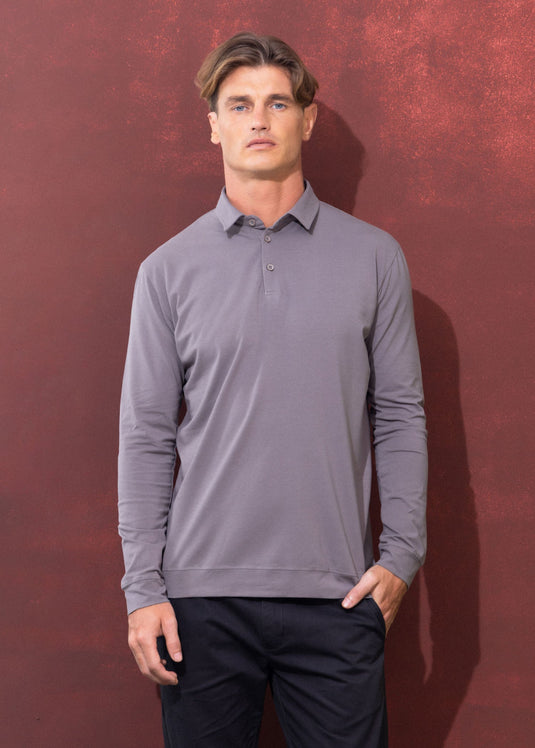 Casual wear self collar L/S T-shirt