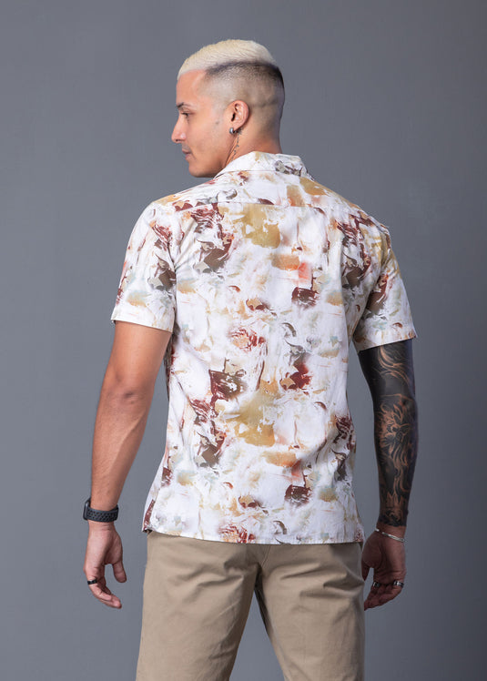 Printed Cuban Collar Shirt