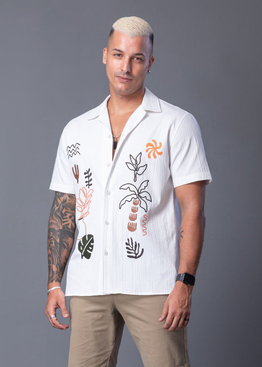 Embroidered Cuban Collar S/S Shirt
