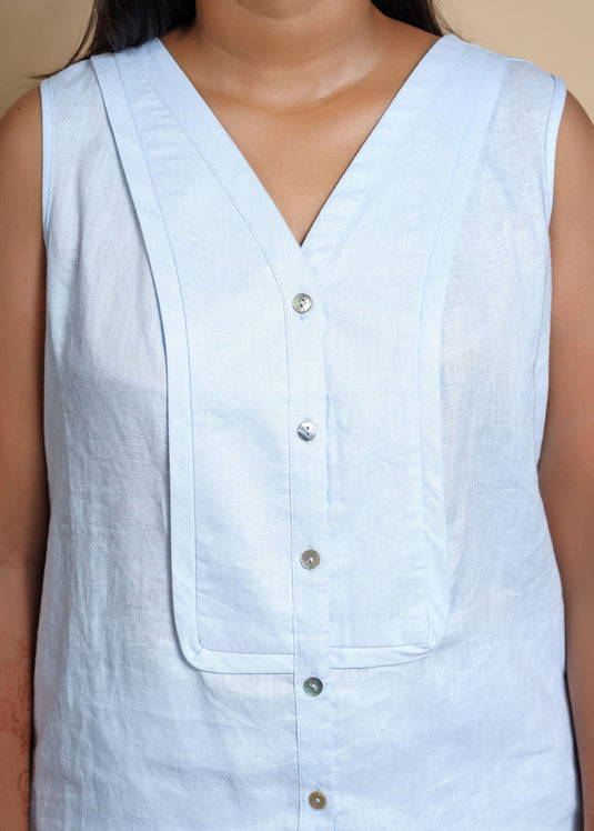 Sleeveless Top With Elongated Yoke